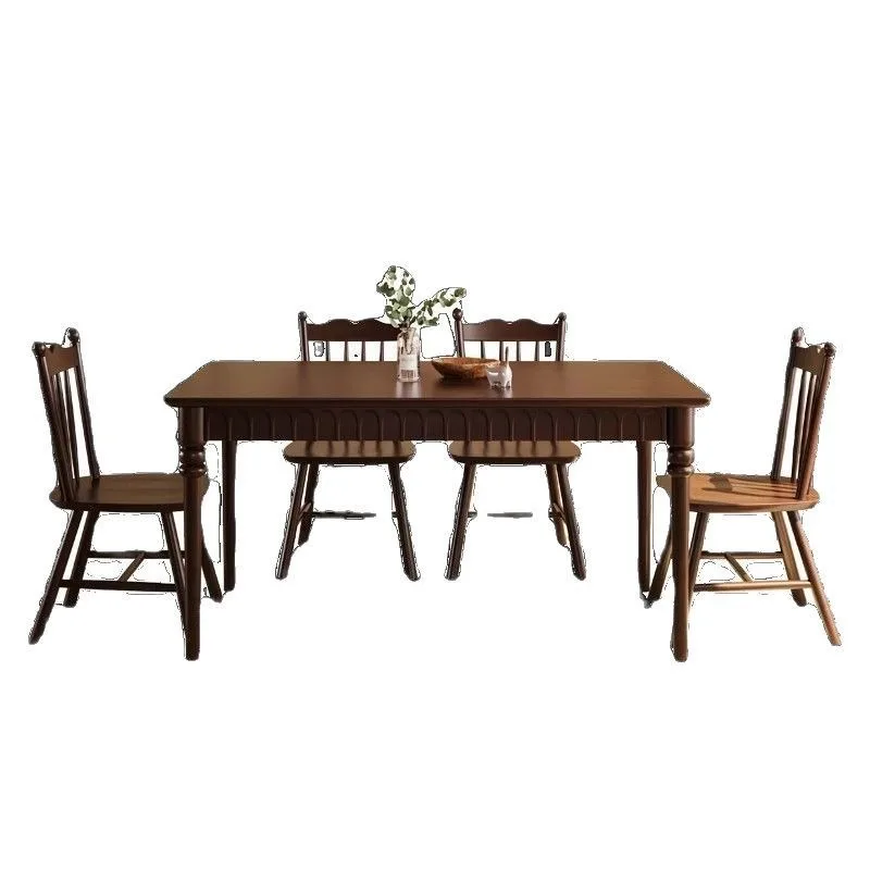 

Vintage Style Solid Wood Dining Table and Chairs Set for Home Modern Small Space Rectangular Dining Table American Style Drop