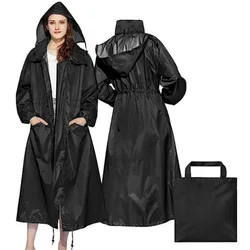 Womens Long Raincoats Rain Jacket Waterproof Packable Outdoor Hooded Windbreaker Lightweight Adjustable Waist for Outdoors