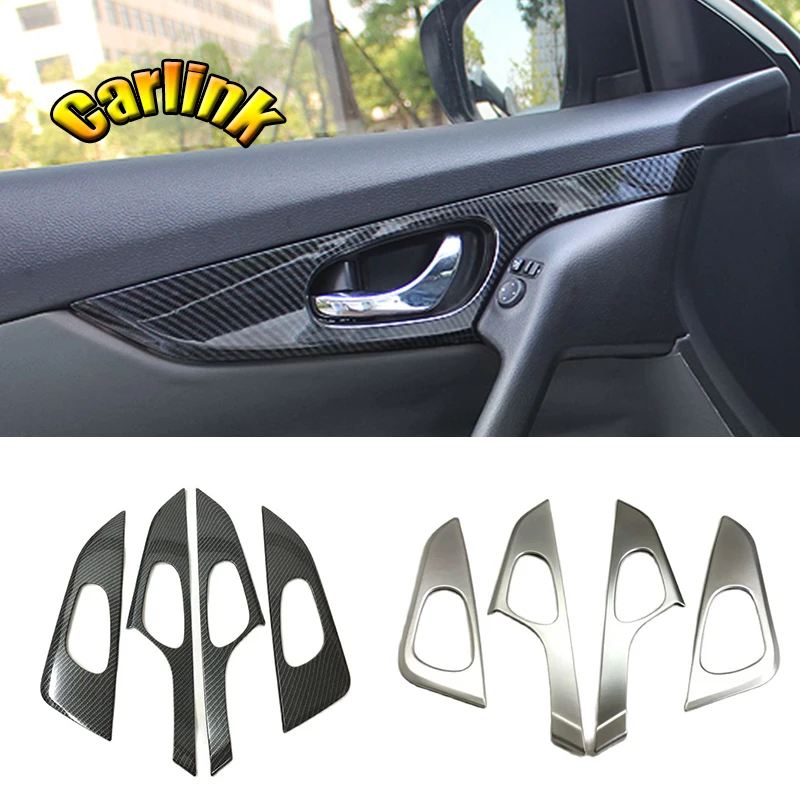 

For Nissan X-trail xtrail T32 Rogue 2014-2020 ABS Matte/Carbon Fibre inner car door handle bowl protect sticker accessories 4pcs