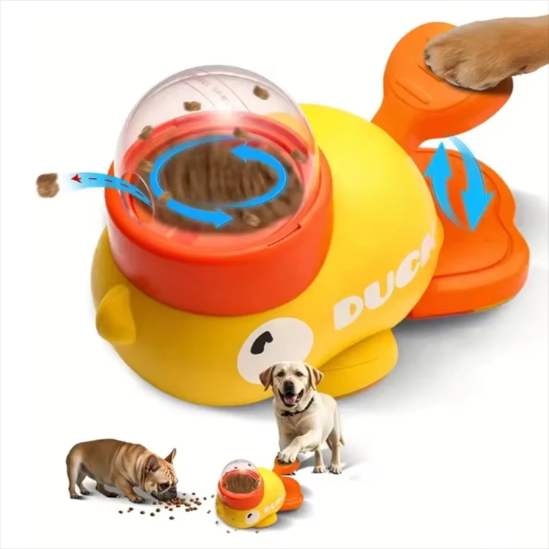 Hunde- und Katzenfutterspender, gelbe Ente, Leckerli-Spielzeug, Interaktives Katzen- und Hundespielzeug, Trainings- und automatische Fütterung, Haustierbedarf
