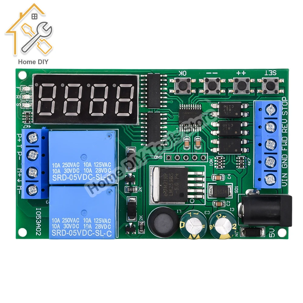 DC5-24V Motor Controller Module Board Motor Forward Reverse Controller Electronic Timing Delay Time Cycles Relay IO53A02