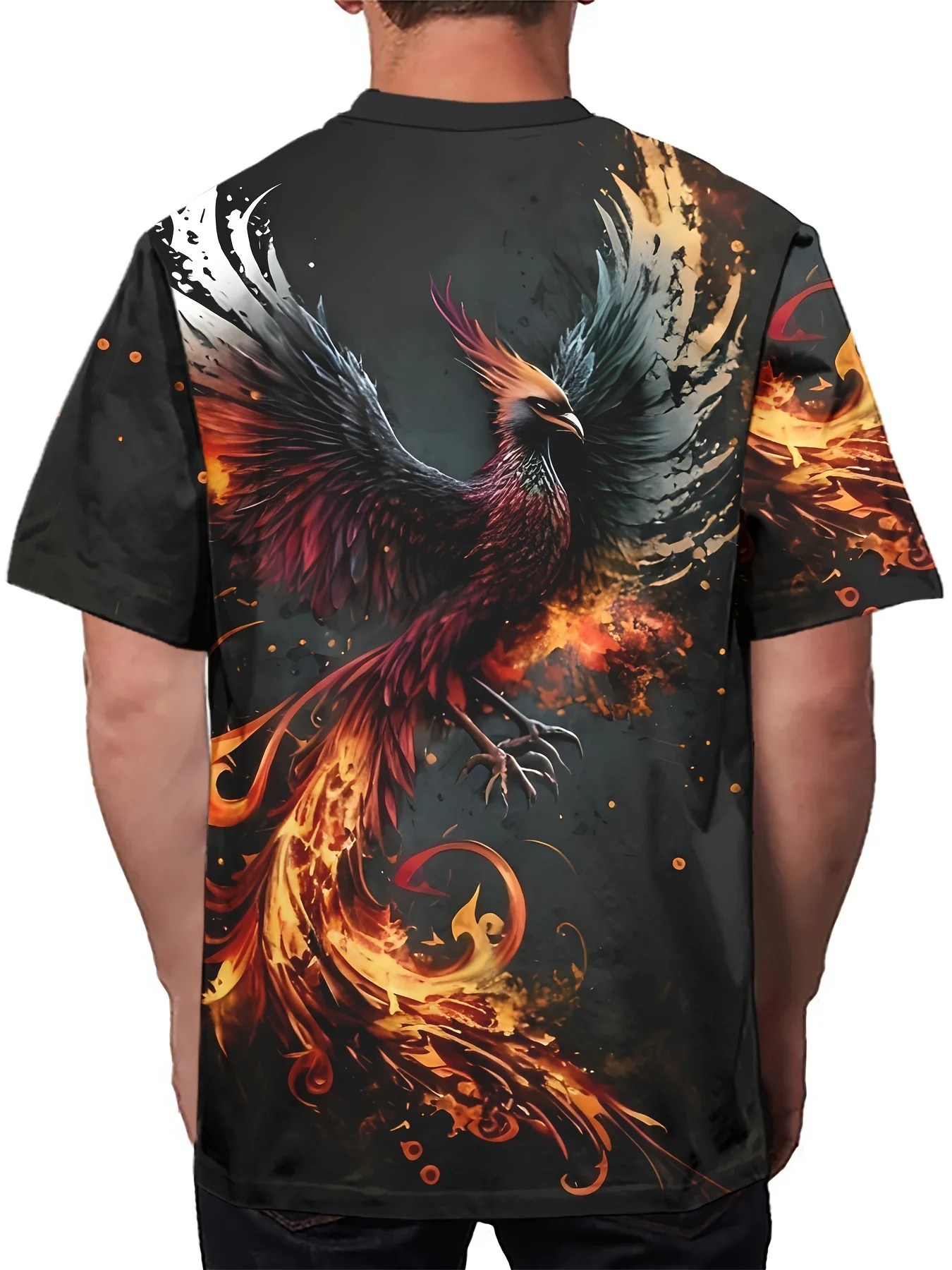 Summer Men's T-shirts 3d Phoenix Print Graphic Short Sleeve Tops Fashion Hip Hop Tees Men Oversized T shirt Vintage Men Clothing