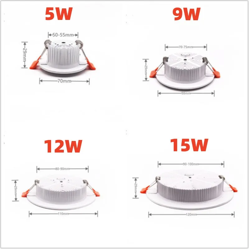 LED spotlight downlight 5W-36W ceiling lamp embedded AC 90-260V