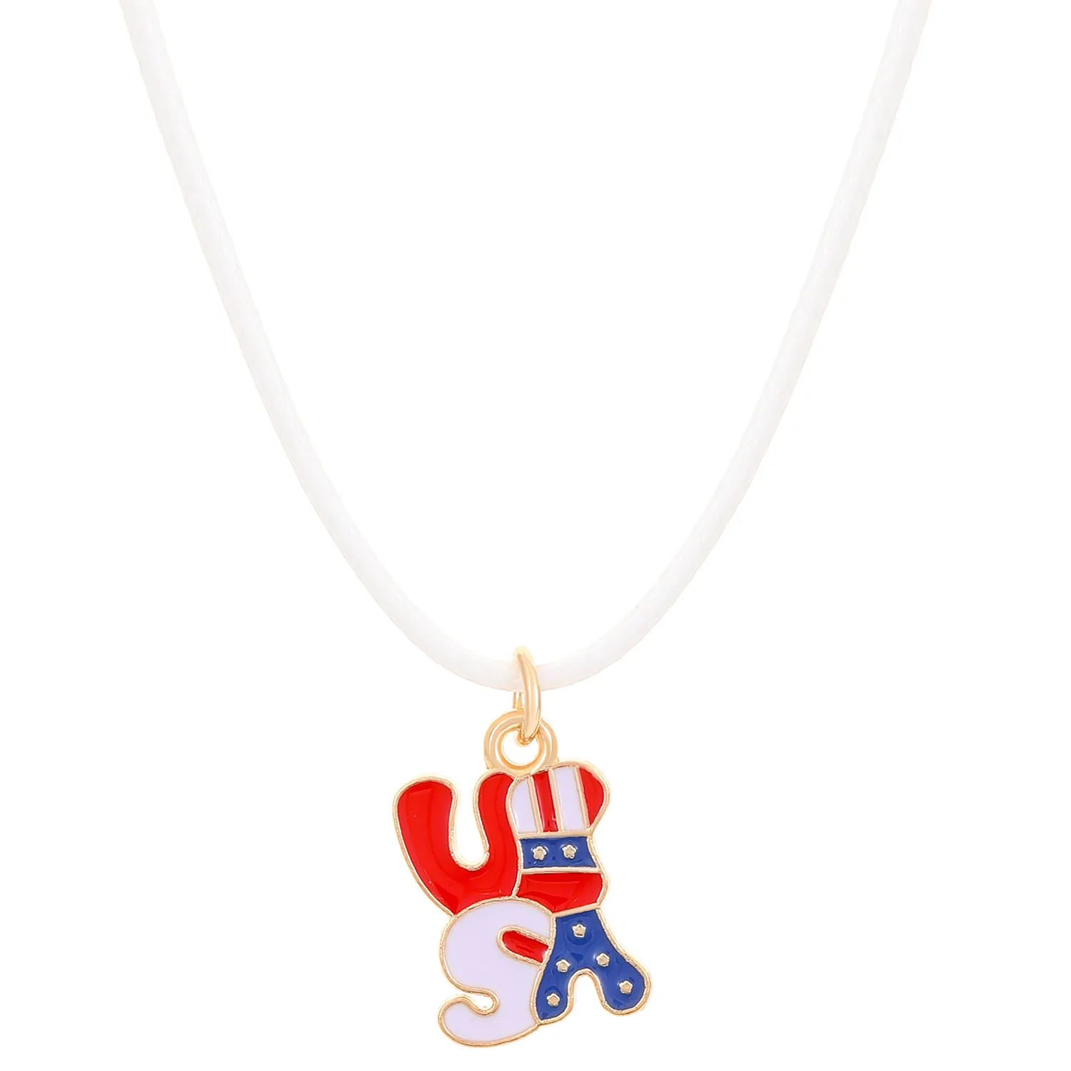 

British American Independence Day Necklace for Women Men Wax Line Love Boots Five-pointed Star Bow Letter Pendant Collarbone New