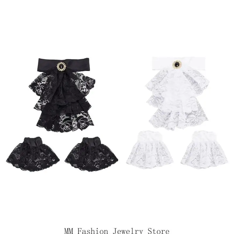 

Воротник жабо с рюшами, галстук для косплея, рубашка, блузка, декоративный браслет, накладной воротник, аксессуары для игрового