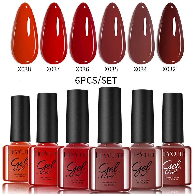 LILYCUTE 6 PZ/SET Natale Rosso Blu Gel Smalto Per Unghie Semi Permanente Soak Off UV LED Vernice Forniture Per Unghie Salone di Manicure