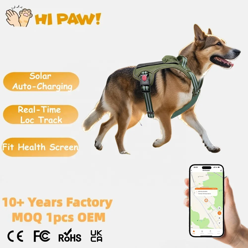 4G GPS Tracker with Solar Power IP67 Waterproof for Dog Locator Anti-lost Back Clip GPS Tracking Activity Step Calories Sleep