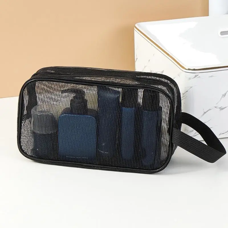 Large Capacity Mesh Cosmetic Storage Tote Portable Multifunctional Toiletry Organizer Bag For Shower Travel