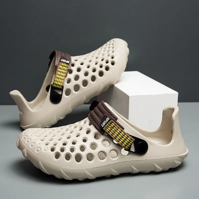 New Cave Shoes Men's Sandals 2025 Summer Men's Outdoor Wear Breathable Anti Slip Thick Sole Outdoor Camping Beach Shoes Slippers