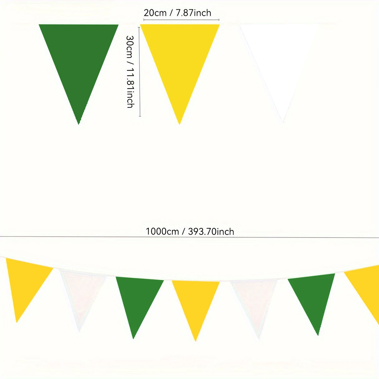 33 FT Green White Yellow plastic flag - wedding, party decorations Birthday Wedding Engagement Bath Tea Party Outdoor garden