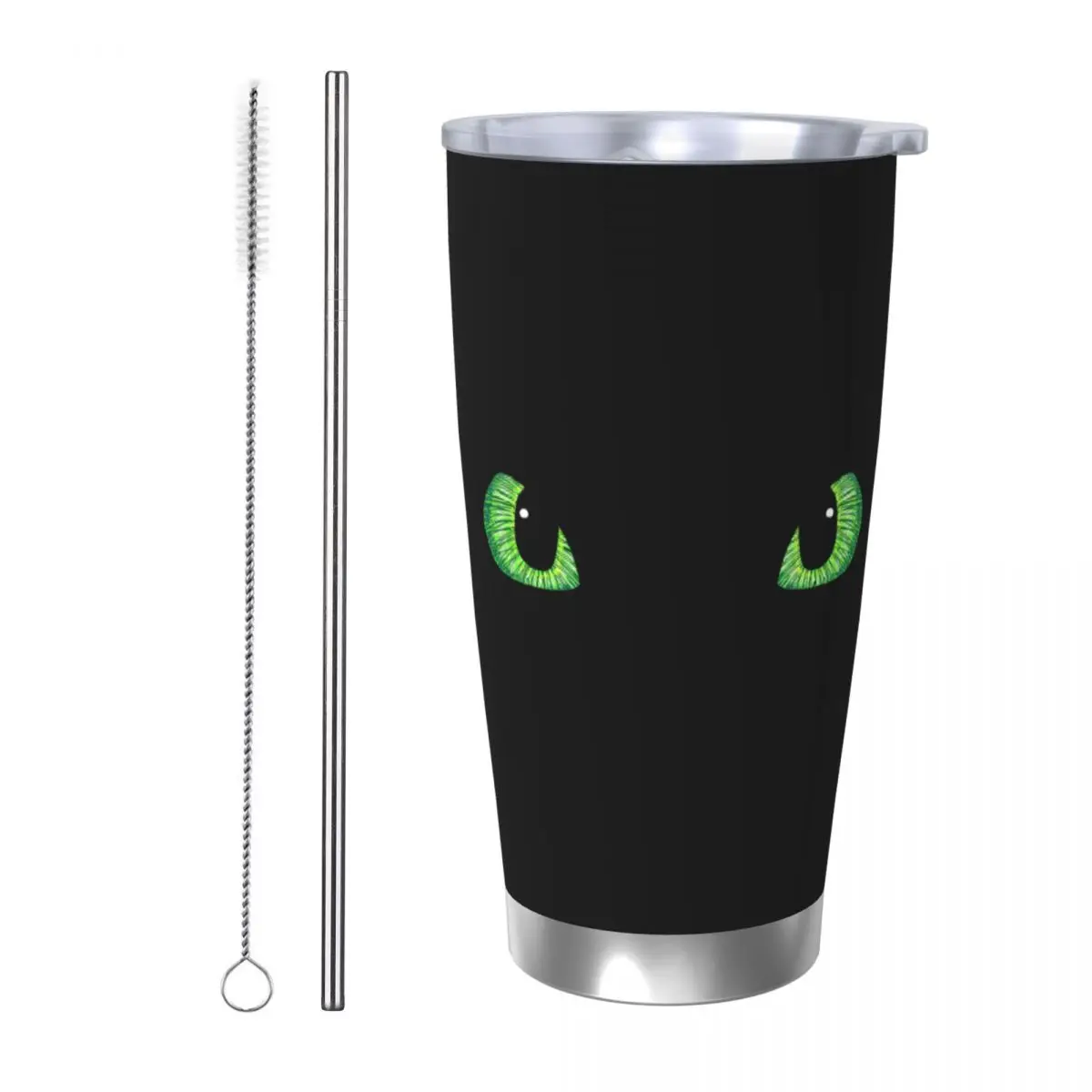 

Green Toothless Dragon Eyes Drawing Stainless Steel Tumbler Vacuum Insulated Mug Thermal Cold Bottle Straw With Lid 20oz