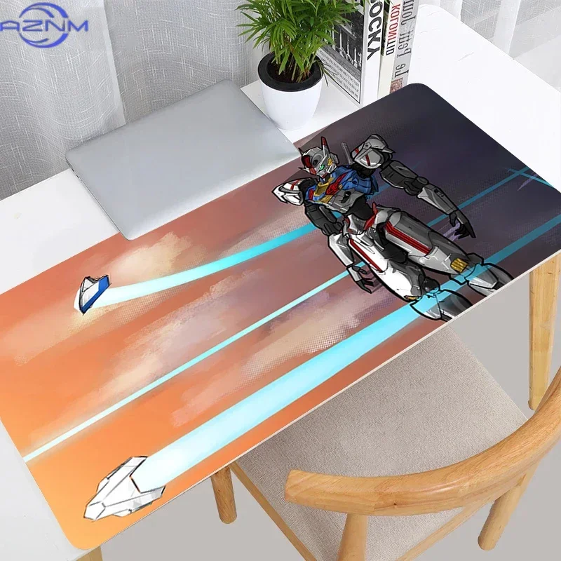 Anime Colorful Neon Mecha Robots Fighting Scene Mouse Pad, Rubber Non-Slip Gaming Desk Mat, Smooth Surface Keyboard Pad for PC G