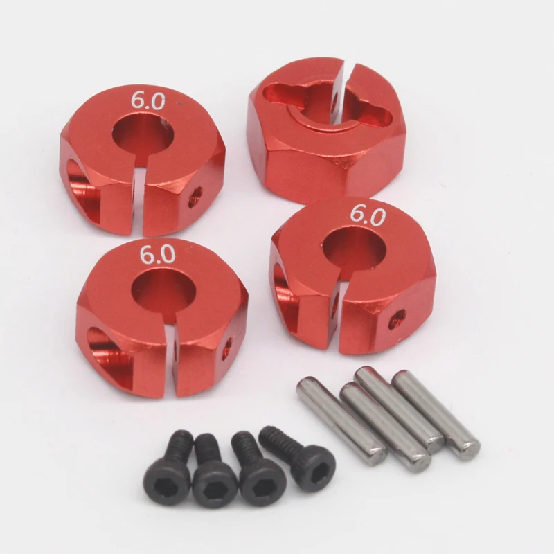 Adaptadores Hexagonales De 12 Mm Para Coches RC, Pack De 4 Piezas De Aluminio De 7 Mm Con Pasadores Y Tornillos, Compatibles Con Coches 1/10, Buggys Y Camiones