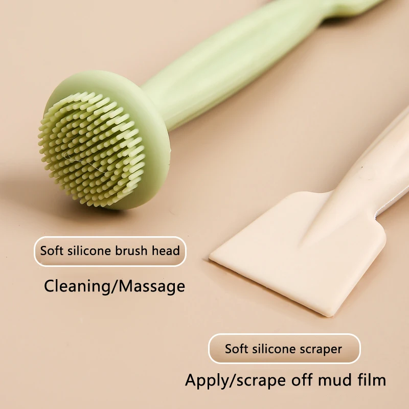 Brosse à double tête en silicone pour salon de beauté, applicateur de masque facial, spatule, nettoyage de la peau du visage, brosses de soins, anciers remuant