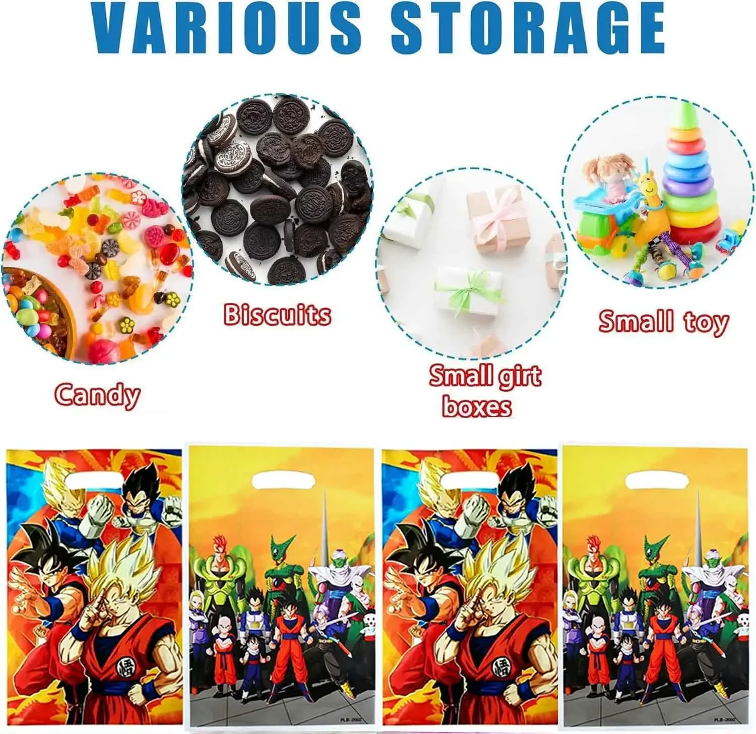 10/100 Stück Dragon Ball Themen-Geschenktüten aus Kunststoff mit Griffen, geeignet für Partygeschenke und Werbegeschenke – Detail 3