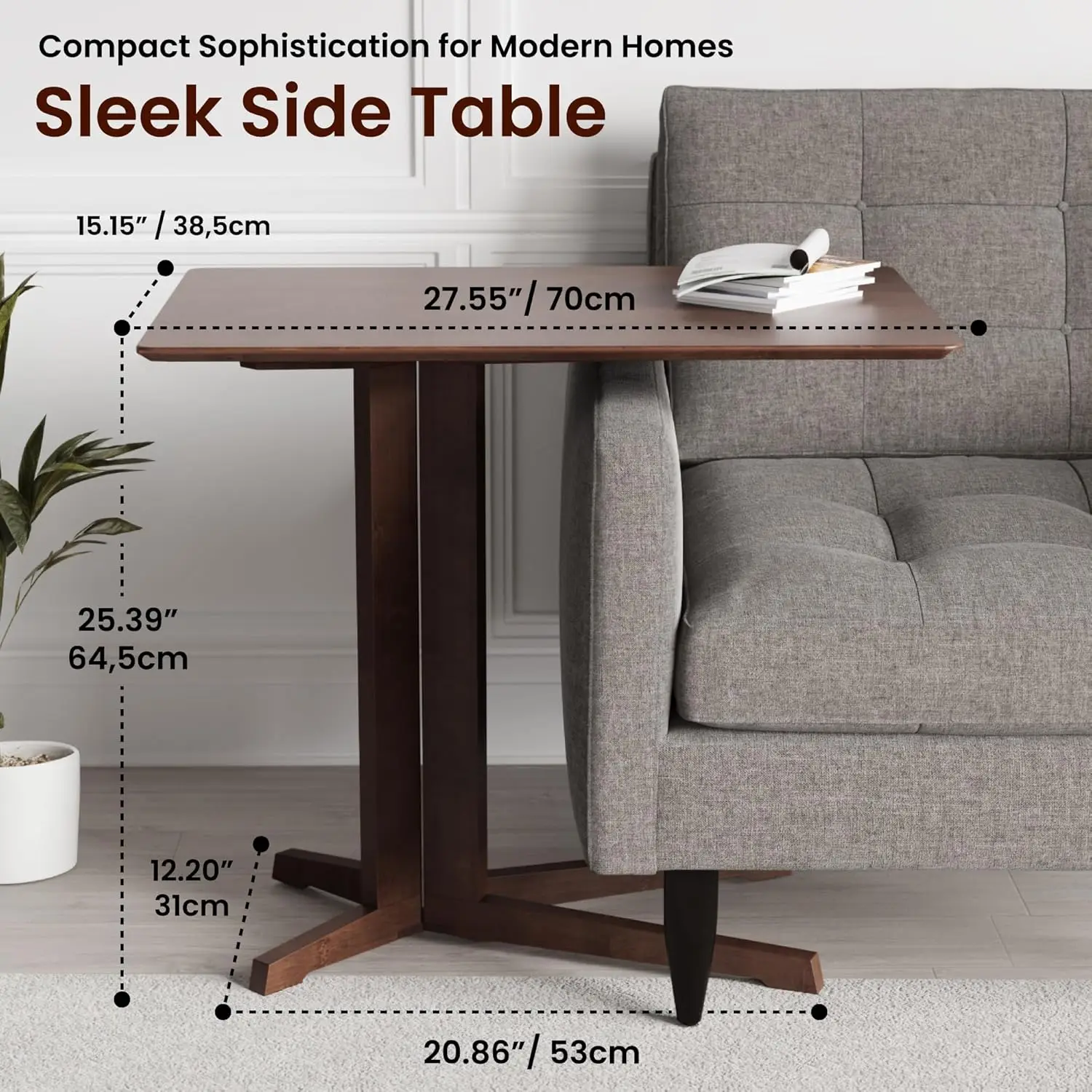

Premium Bamboo Rolling Side Table With Wheels - C Table End Table - Sofa Side Table Slide Under - Boho Coffee Accent Table,