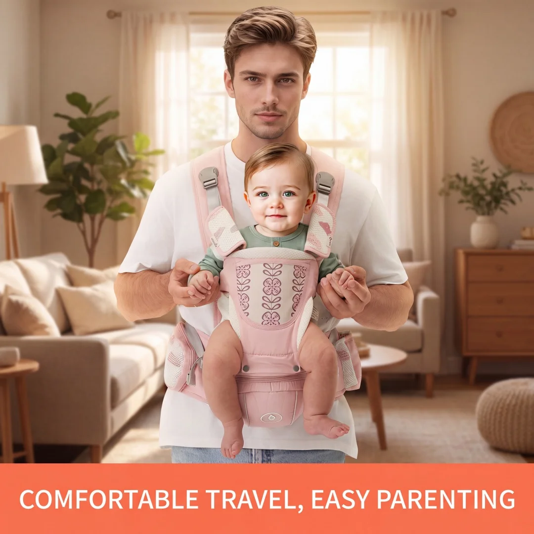 Multi-function baby carrier, special technology waist support baby carrier for 0-12 months newborns, baby lightweight waist stoo