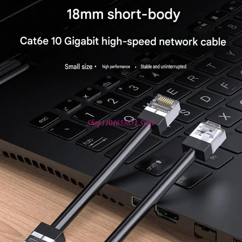 RJ45 Ethernet Cable 0.15M with Short Body Ends for Close TV Computer and Shelf Area Device Use in Home Office