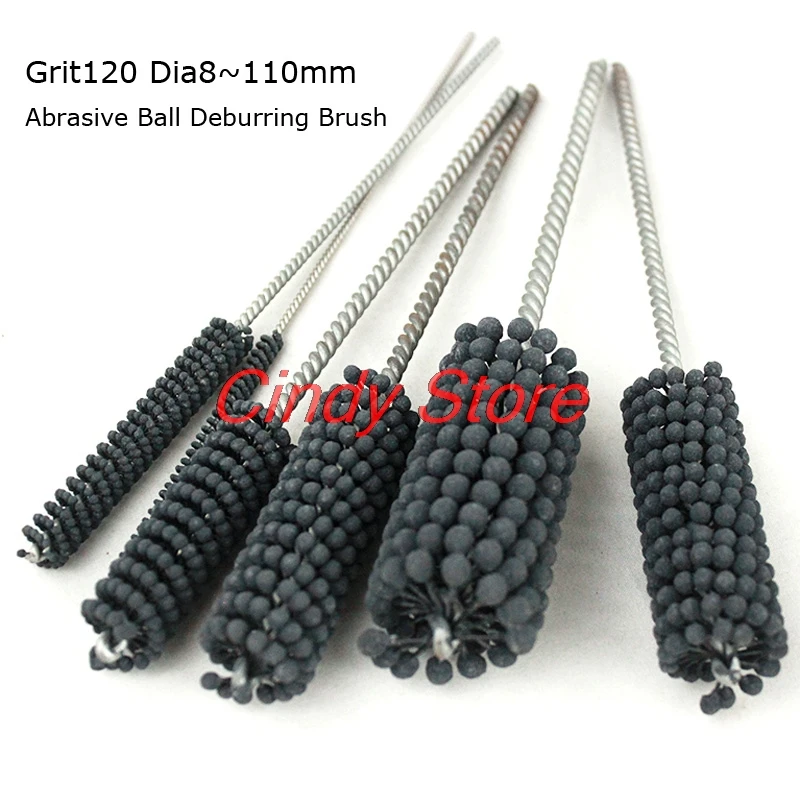 1pc Grit120 Dia8~110mm Abrasive Ball Deburring Brush Inner Hole Grinding Head Pipe Polishing Brush Tube Cleaning Cylinder Brush