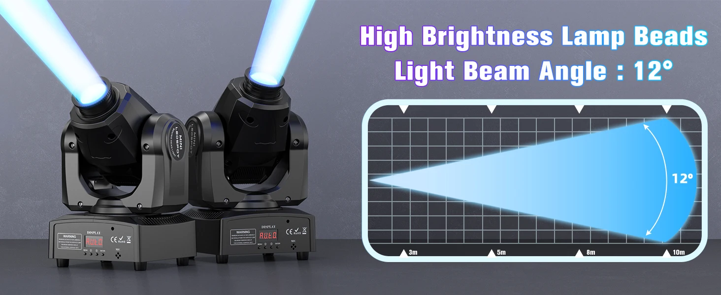 Yiflamefly 100W Moving Head Light mit Fernbedienung, 7 Farben + Weiß, 7 Gobos + Weiß, manueller Fokus, Bühnenlicht für Disco, Hochzeit, DJ-Party, KTV – Detail 5