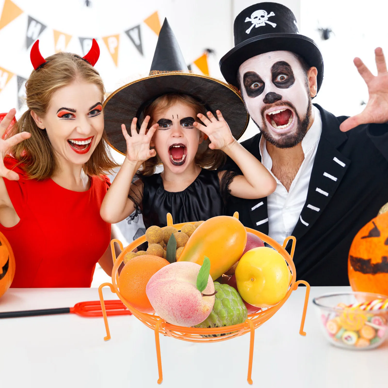 

Halloween Style Spider Web Fruit Basket Large Capacity Snack Tray for Home Kitchen Storage Plastic Food Basket