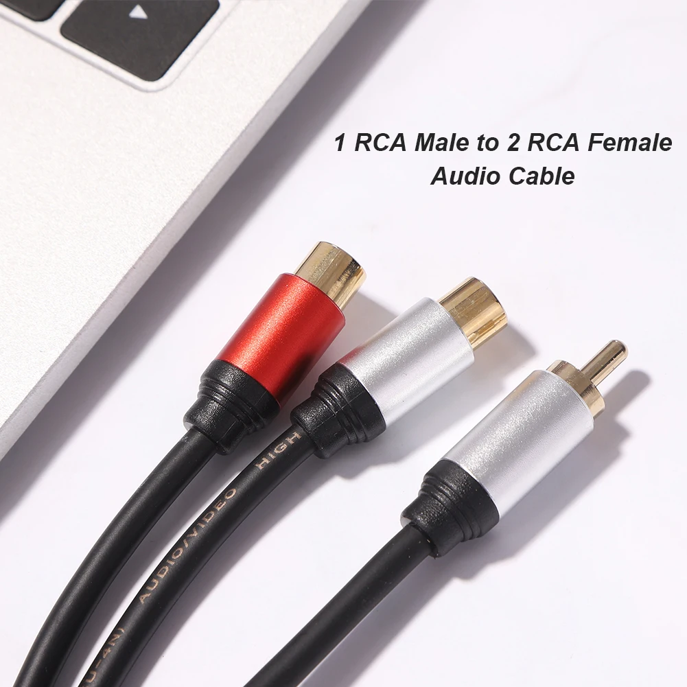 RCA 1 to 2 Ports Y Splitter Cable RCA Male to Female Jack Extension Cord Stereo Audio Adapter for TV Subwoofer Amplifier Speaker