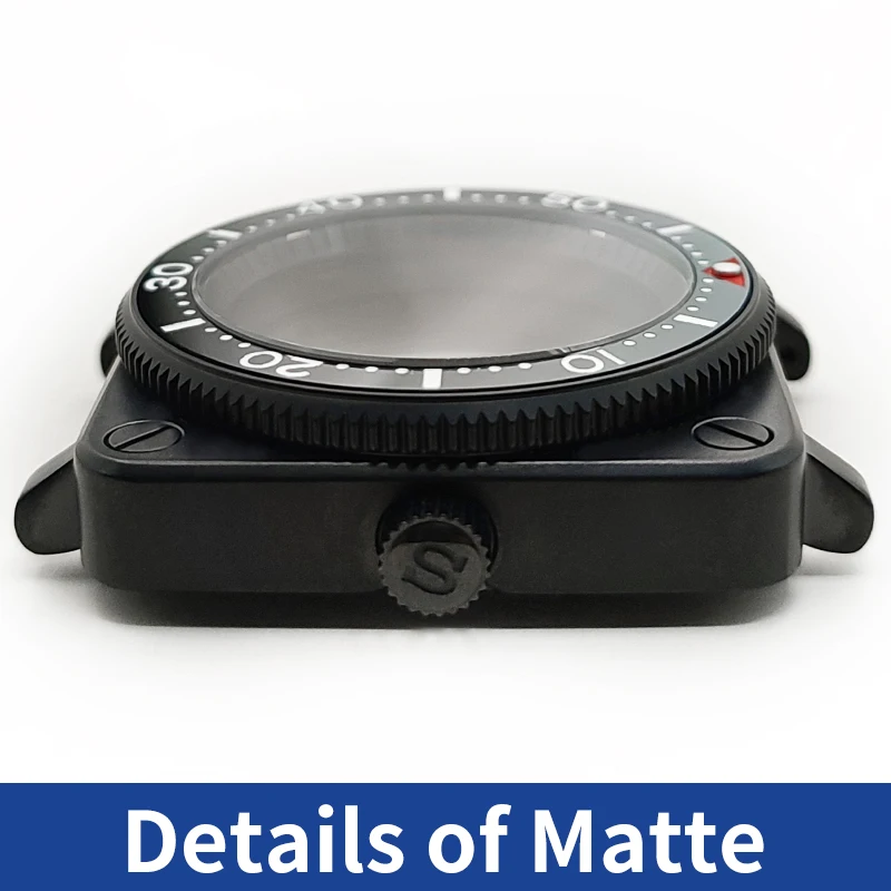 Matte Square SKX Black Watch Case Set Stainless Steel With Sapphire Glass MOD NH35 NH36 4R36 Movement Watches Cases Accessories
