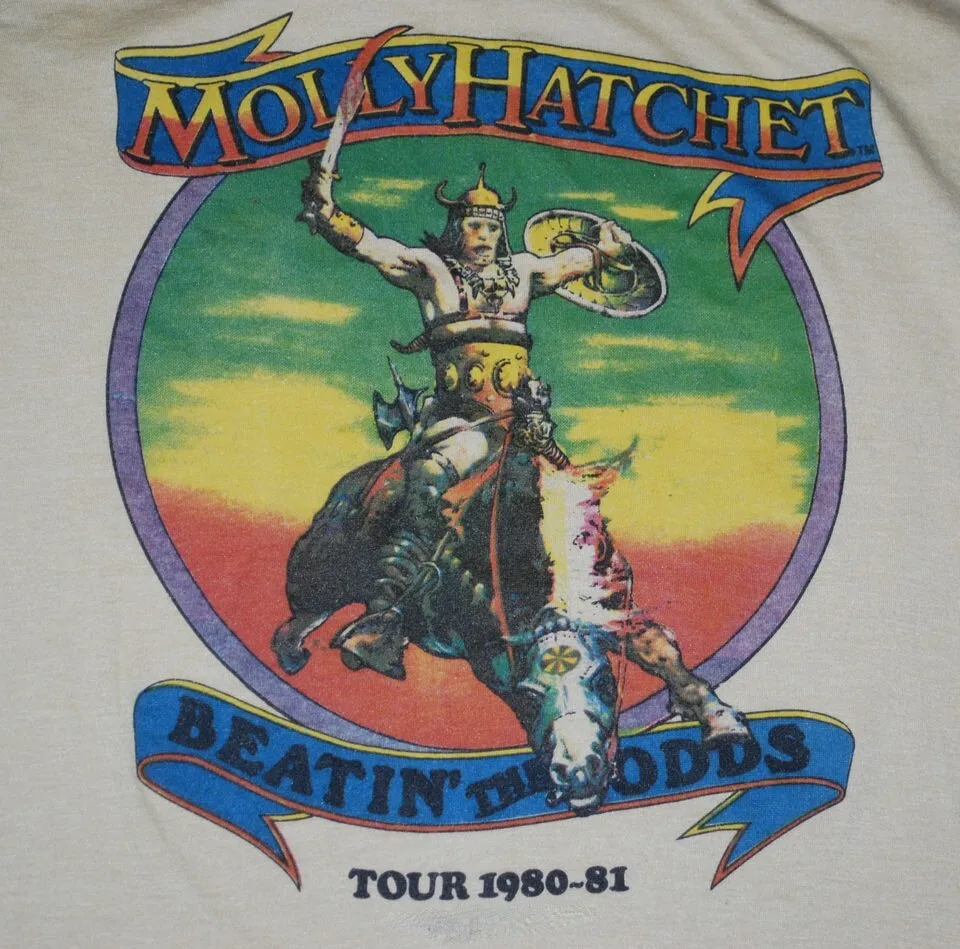 Vintage Molly Hatchet 80s 81s Tour Cotton White Full Size Unisex Shirt BL463
