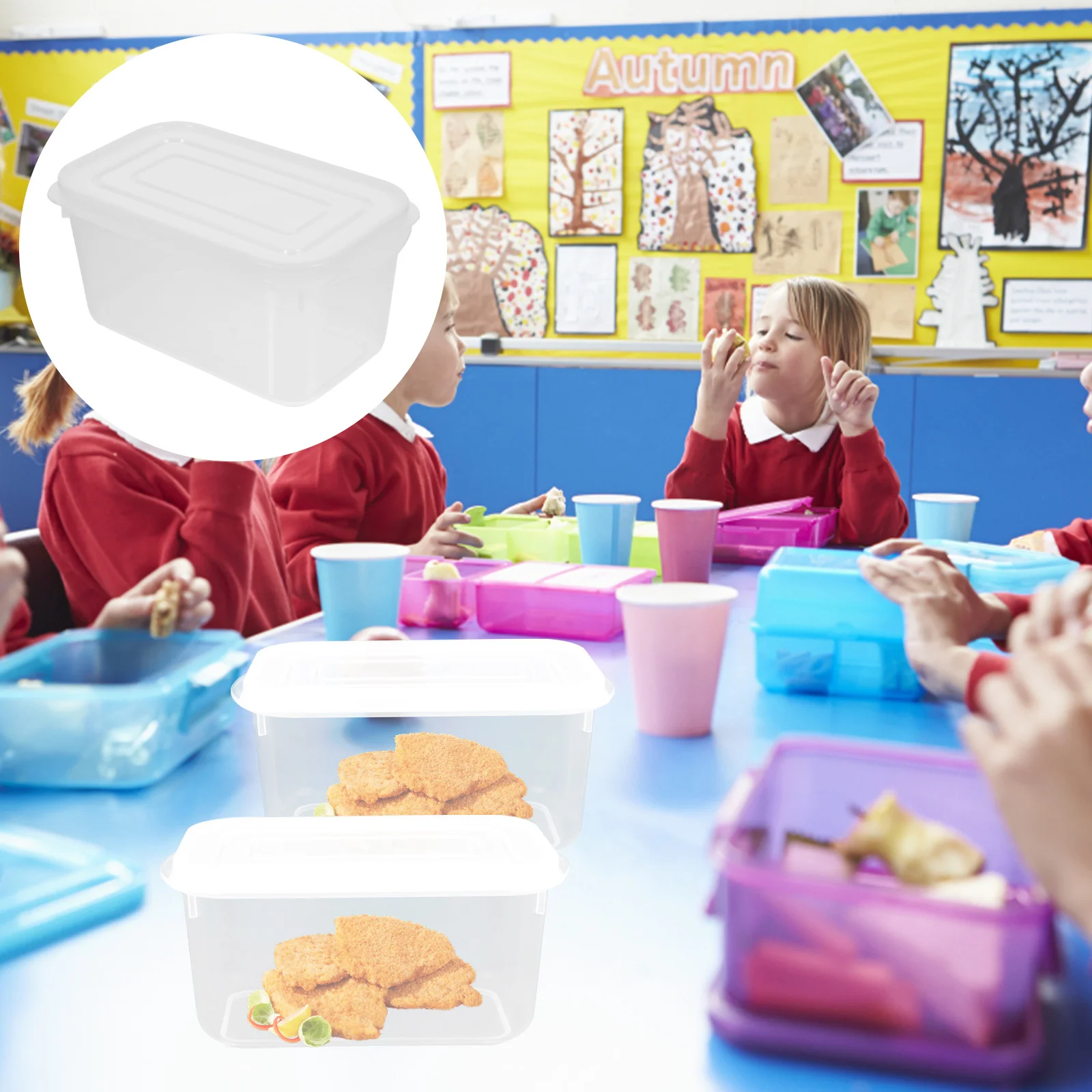 

2pcs Reusable Food Containers Clear Bento Box Airtight For Lunch Meal Prep Refrigerator Storage Plastic Container Kitchen Food