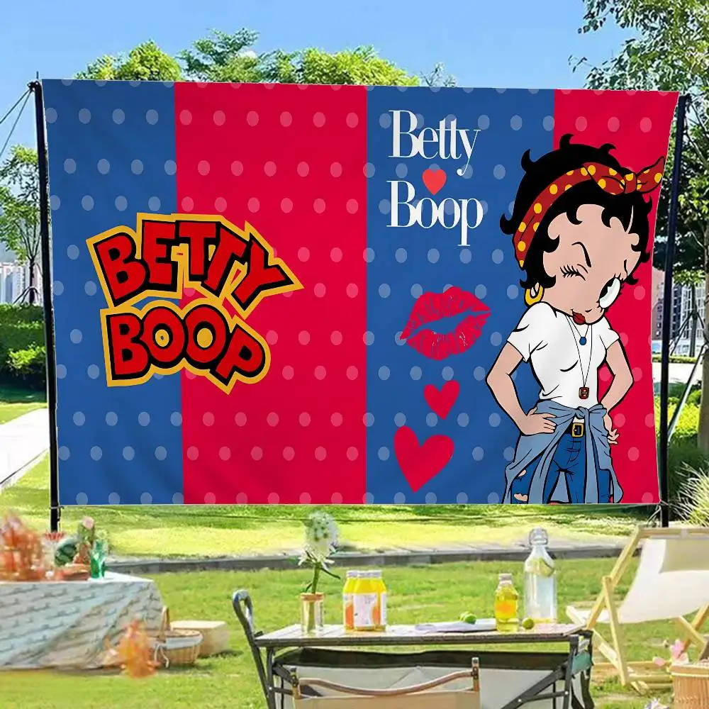 B-Betty Girl B-Boops Creative Pattern Hanging Flag Polyester Printed Banner Hand Pulled Flag