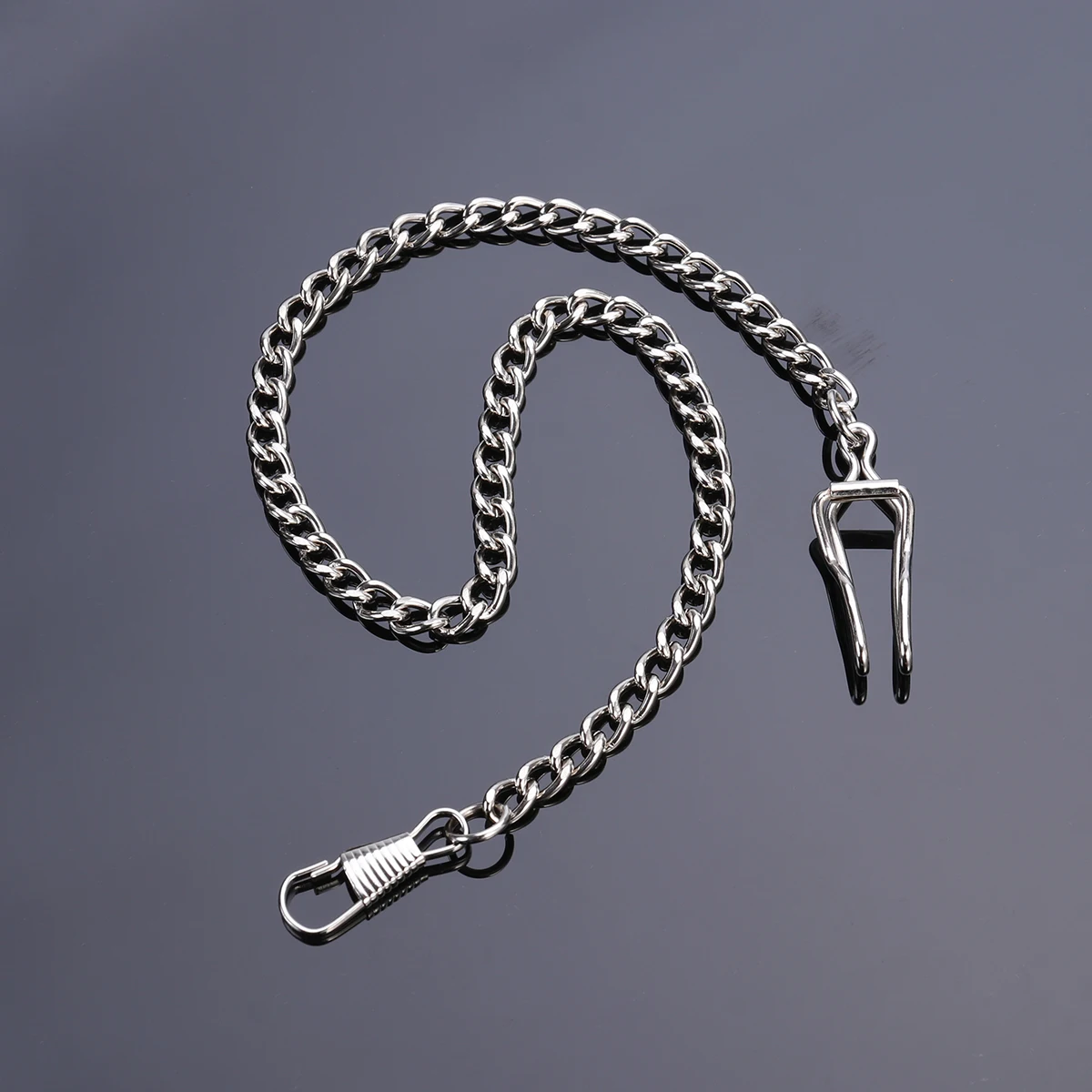Silver Pocket Watch Chain Heavy Duty Lobster Claw Sturdy Construction Shiny Surface Taschenuhr Kette Goldene Uhrkette