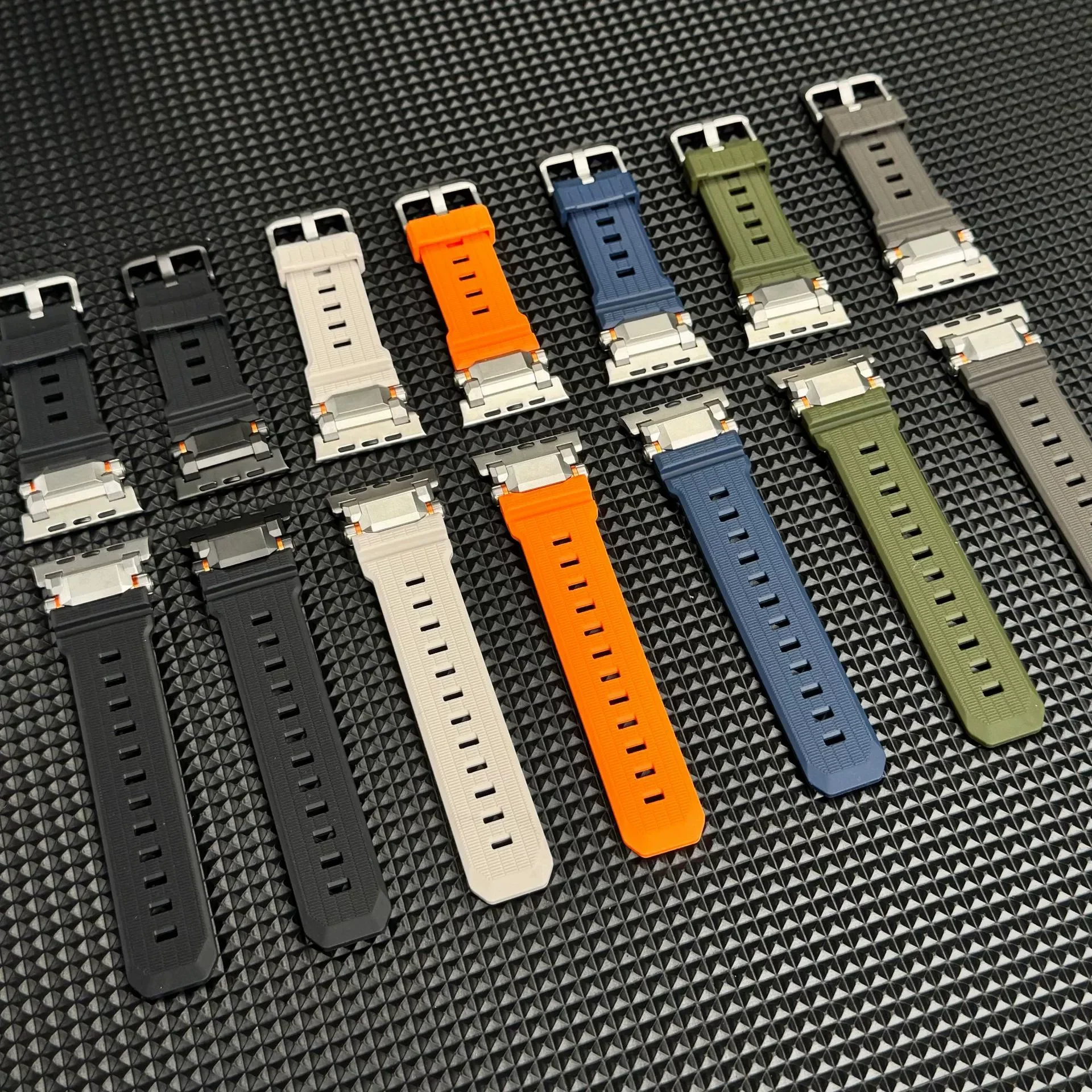 Rubber Strap for Apple Watch Ultra 2 Series 10 9 8 7 se 6 5 Band Stainless Steel Bracelet for iWatch ultra 49mm 10 46mm 44 45mm