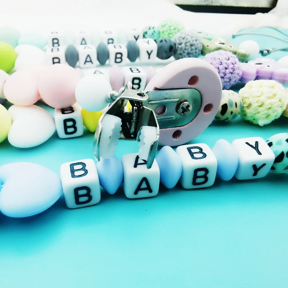 Custom English Russian Letter Name Silicone Koala Pacifier Clips Chains Teether Pendant for Baby Chewing Pacifier Kawaii Teether