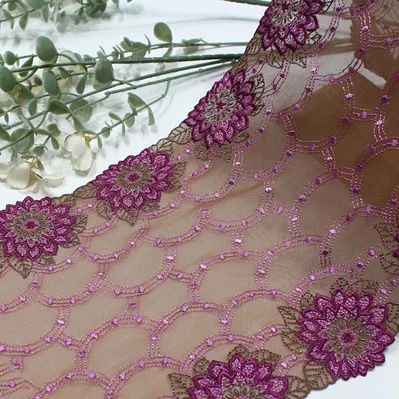 30Yds Two Tones Floral Embroidery Lace Trim Garment Sewing Applique Costume Lace Fabric Skirt Material Bikini