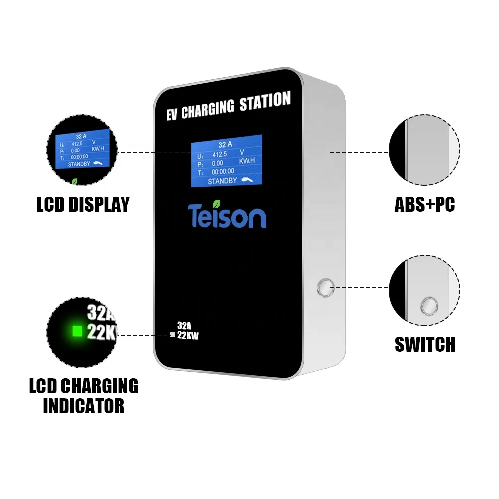 Teison 32a monofásico 7.4kw wallbox casa ev carregador tipo 1 para carros elétricos