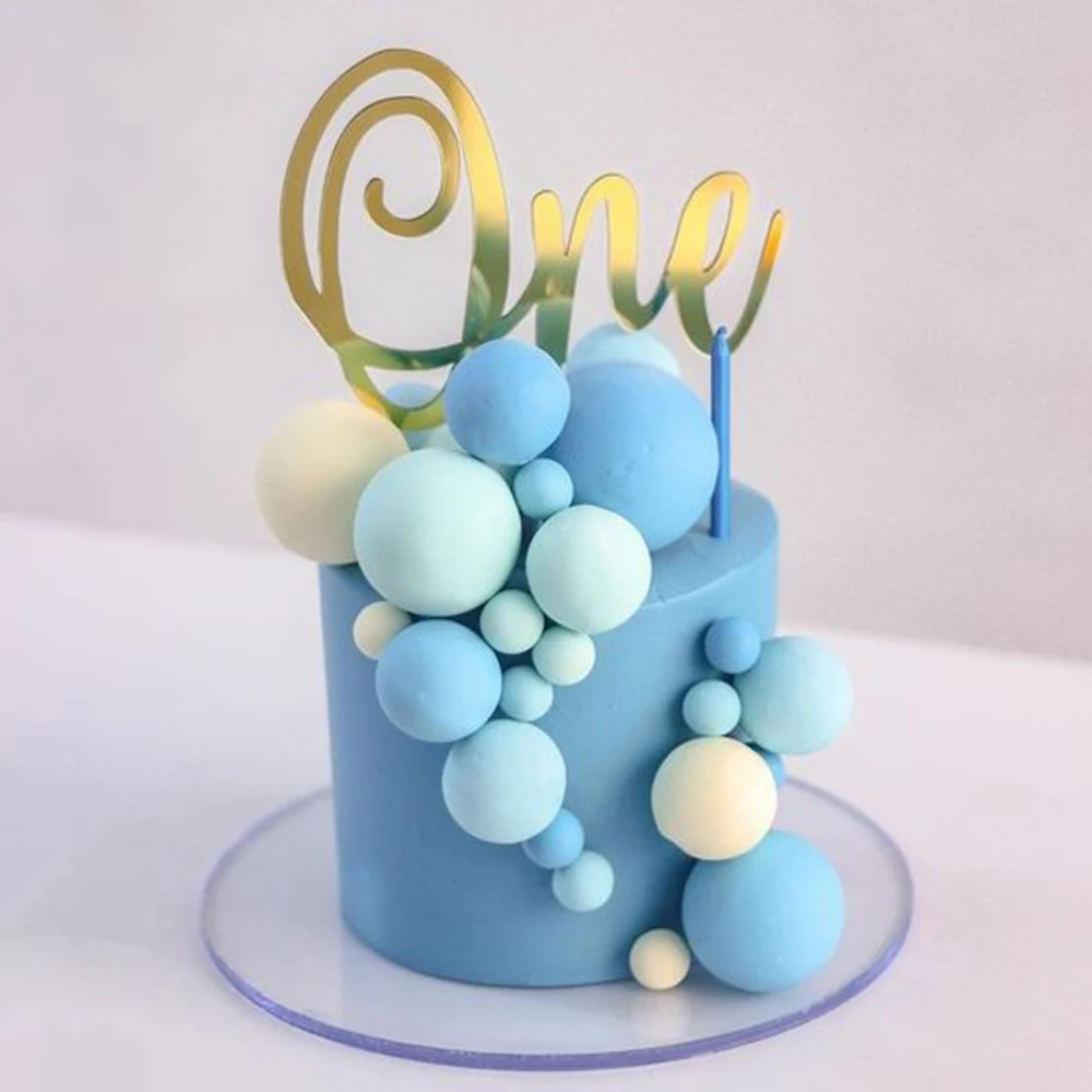 20 stks Blauwe Cake Topper Ballen Baby Blauw Marineblauw Glitter Parel Taart Decoratie Ballen voor Jongens Verjaardag Baby Shower Party Decor