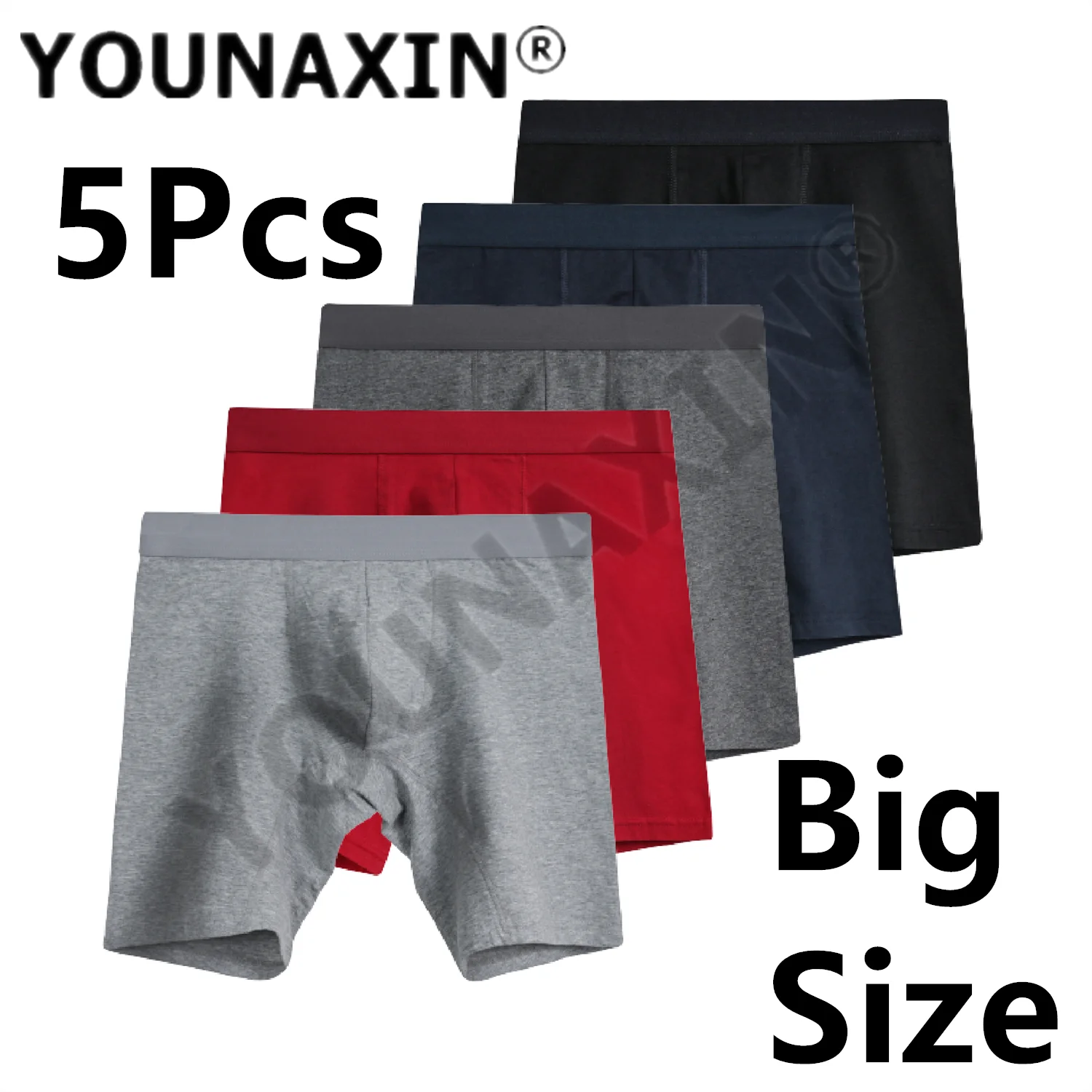 

5 PCS Men's Big Size Underwear Long Boxer Briefs Cotton Sports Shorts Underpants Undershorts L XL 2XL 3XL 4XL 5XL 6XL YOUNAXIN