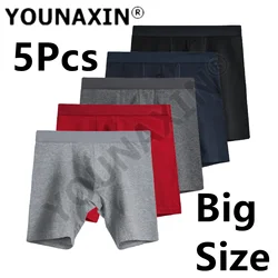 5 PCS Men's Big Size Underwear Long Boxer Briefs Cotton Sports Shorts Underpants Undershorts L XL 2XL 3XL 4XL 5XL 6XL YOUNAXIN