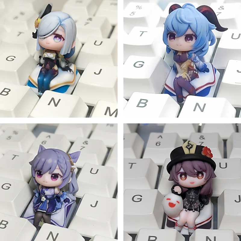 Genshin Impact Keycap Hu Tao, Ganyu, Keqing, Shenhe Mini Figure, Handmade, Suitable For Cross Axis Keyboard Collection Gift