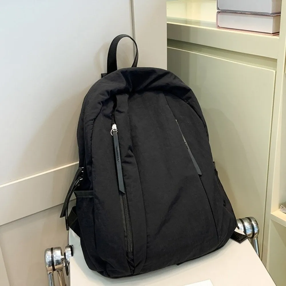 

Fashion Solid Color Travel Backpack Multi-pocket Lightweight Nylon Backpack Korean Style Versatile Student Schoolbag Girls