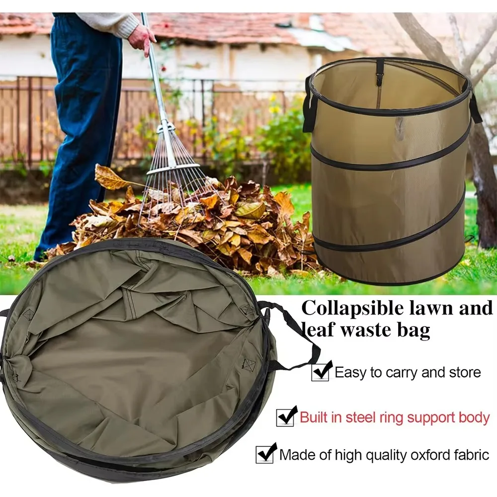 New Foldable Trash Can With Handle Waterproof Pop-up Trash Can Lightweight Oxford Durable Garden Trash Container Portable