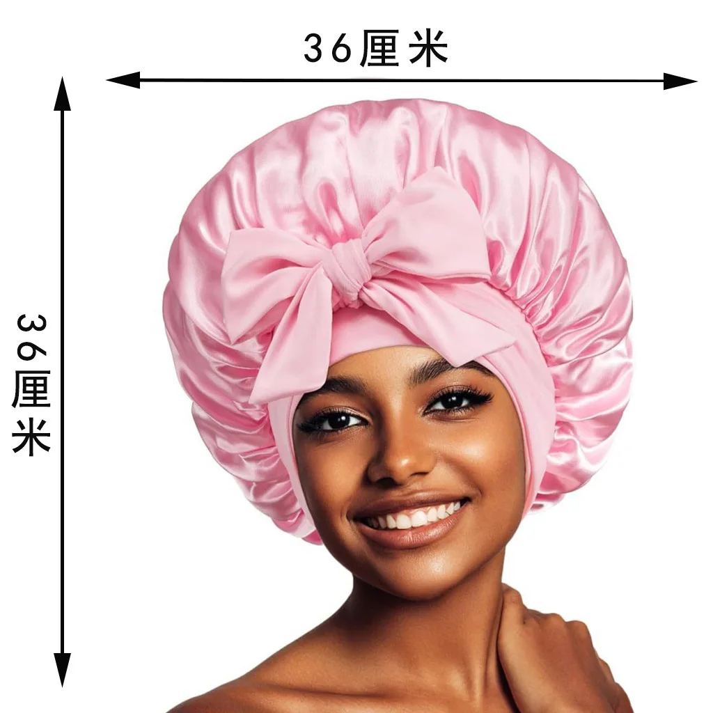 Sleeping Hat Women Satin Solid Night Sleep Cap Hair Care Bonnet Nightcap For Women Men Unisex Cap Bonnet De Nuit Shower Turban