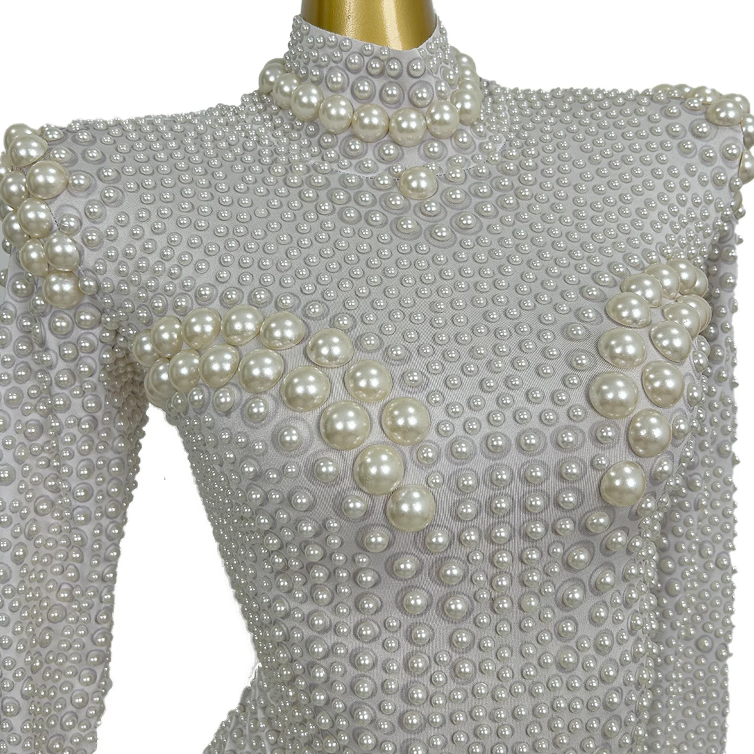 Fashion Elegant Pearl Jumpsuit Acrobatics Performance Pole Dance Stage Performance Costume Beach Pool Party Tight Shorts juanzhu