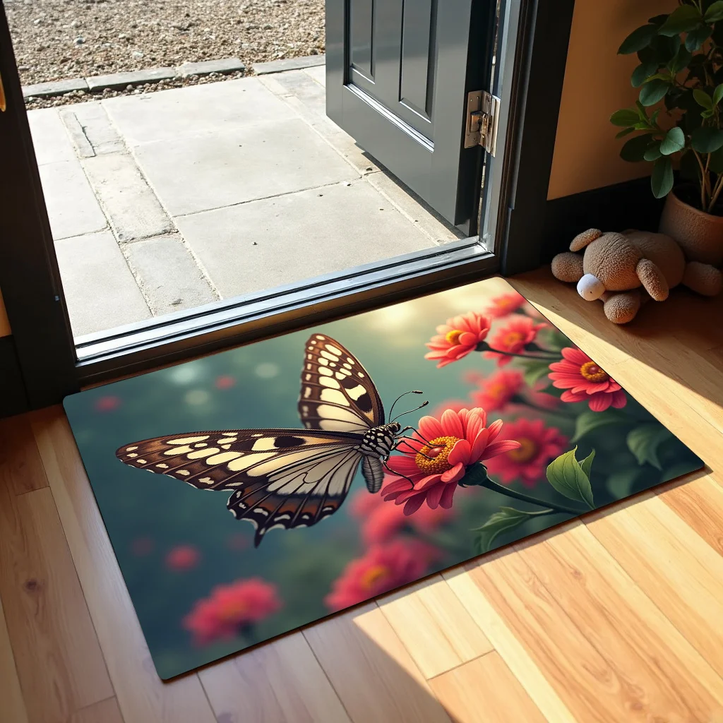 Elegant Continuous Line Portrait Non Slip Floor Mat Durable Indoor Rug For Contemporary Home And Studio Entryway