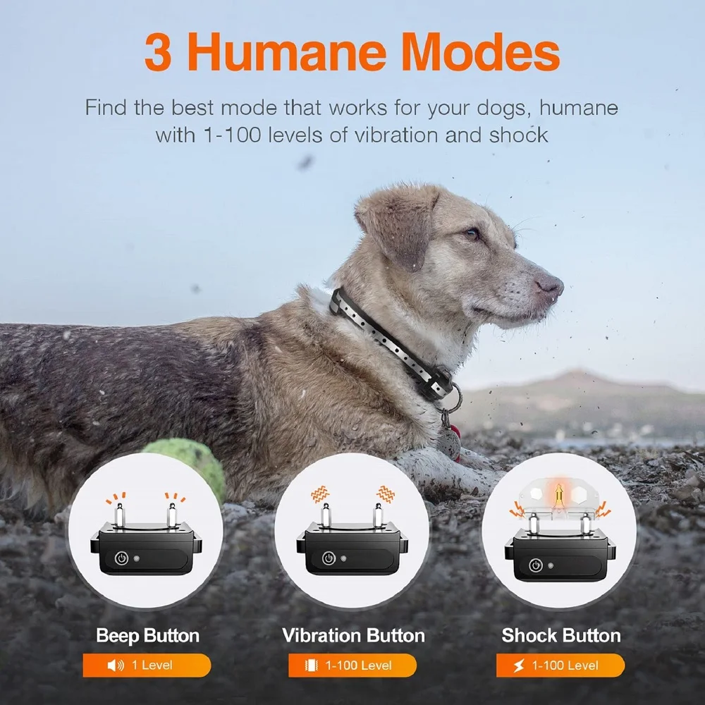 1000M Remote Electronic Dog Collar With Automatic Mode,Dog Training Collar for Large Medium Small Dog With 3 Training Modes,IPX7