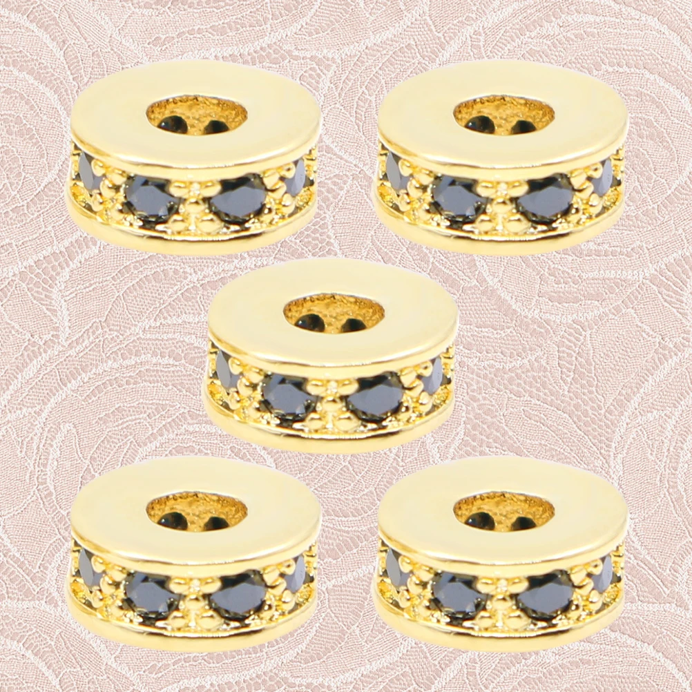 

5 PCS Metal Beaded Spacer Jewelry Findings Making Bracelets Necklaces Charms Full Diamond Pendants