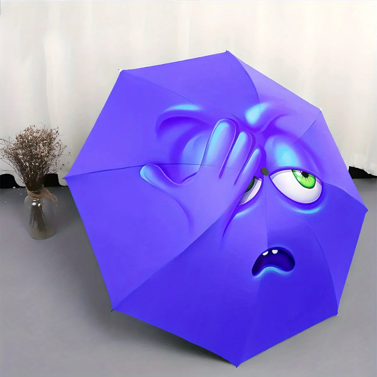 

Автоматический складной зонт с дизайном «Запутанное выражение лица» — портативный, складной, с прочной 8-спицевой рамой, компактный аксессуар для путешествий