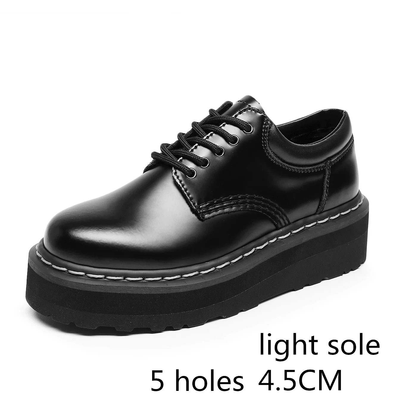 Unisex  Platform cowhide Women\'s Leather Shoes Thick Leather Shoes Black Mary Jane shoes Sole Large Men\'s Shoes 34-44