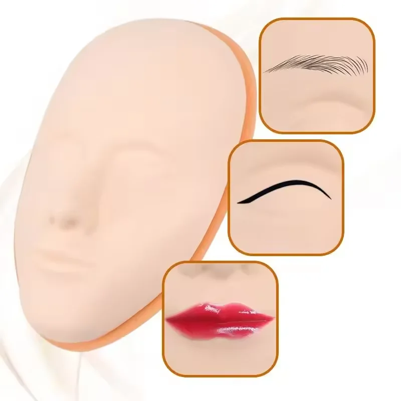 5D Silicone Facial Tattoo Training Head Practice Mannequin for Permanent Makeup Lip Eyebrow Design Face Skin Doll