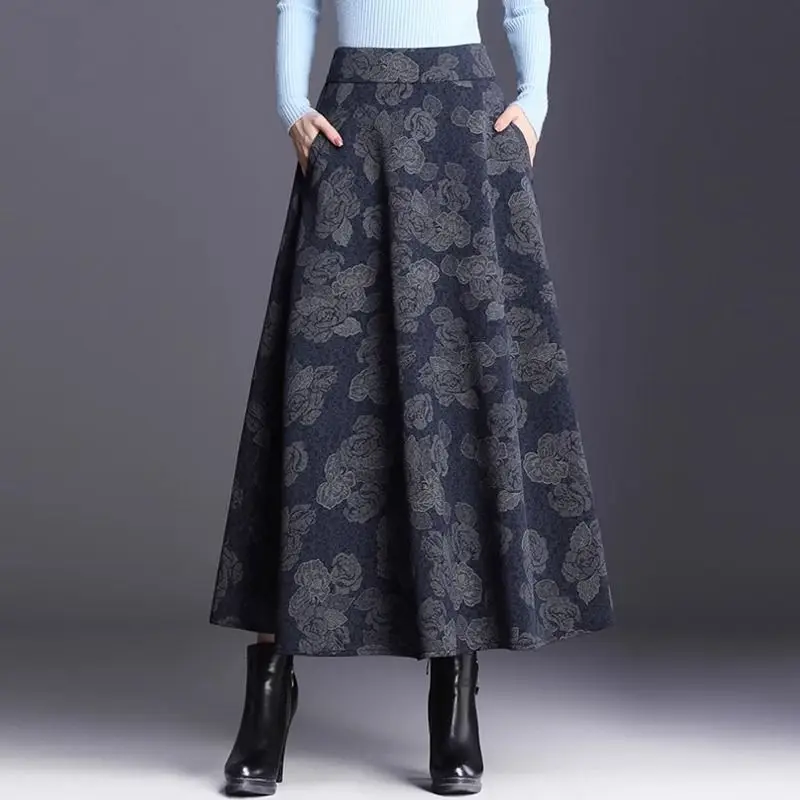 Women's New 2023 Autumn Style Skirts Plus Size Pattern with High Waist and Slimming Chic Effect Vintage Elegant Hip Wrap Skirt